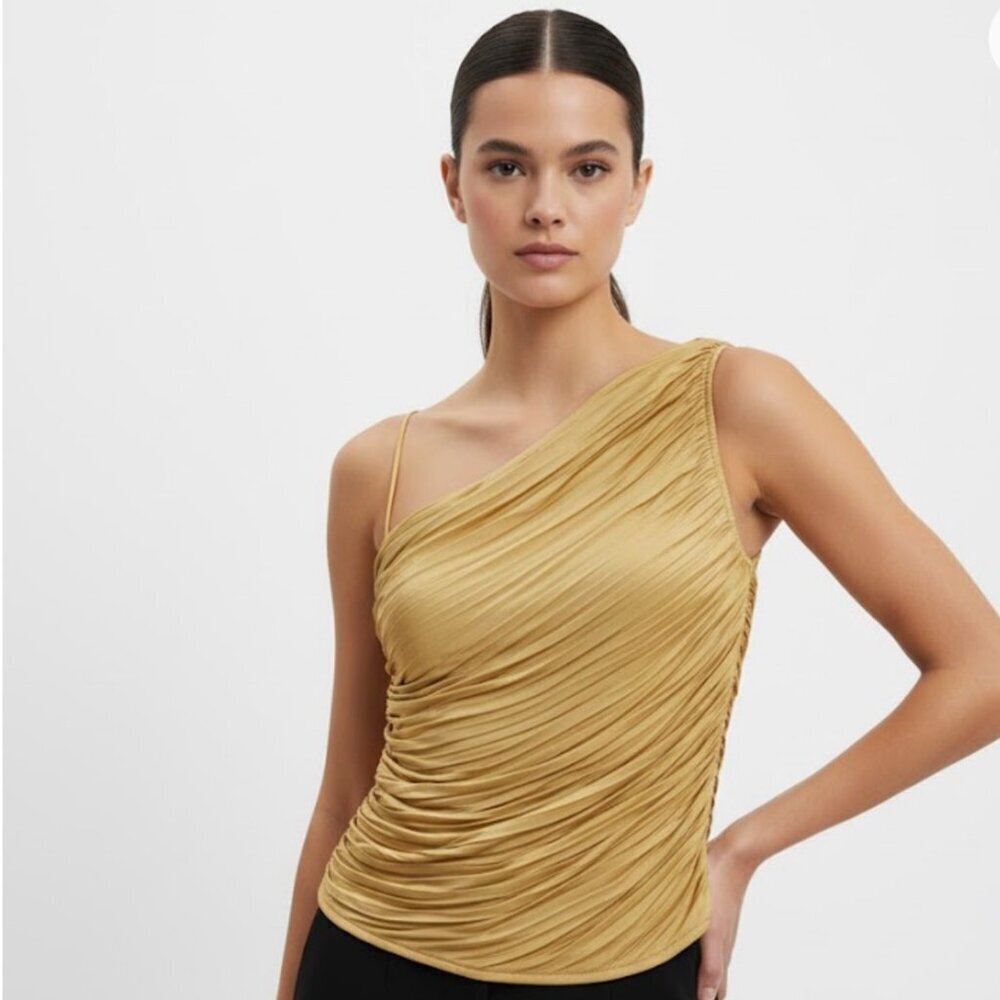 Joie Mustard Silk Women's Ruched Blouse Size S/P